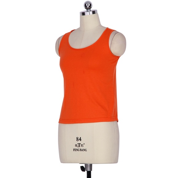 Orange Hollow Out Back Tank Top - Picture 4 of 7